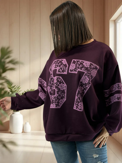 CHARLINE - SWEAT VIOLE JUSQU'A LA TAILLE 52/54