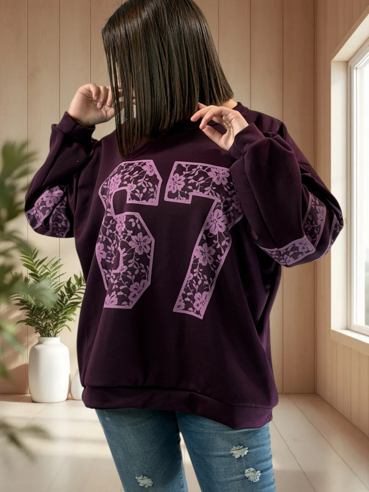 CHARLINE - SWEAT VIOLE JUSQU'A LA TAILLE 52/54