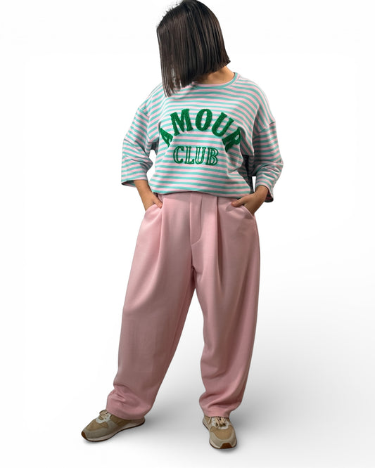 FRANCESCO - PANTALON AMPLE FLUIDE ROSE TAILLE 46/48 A 52