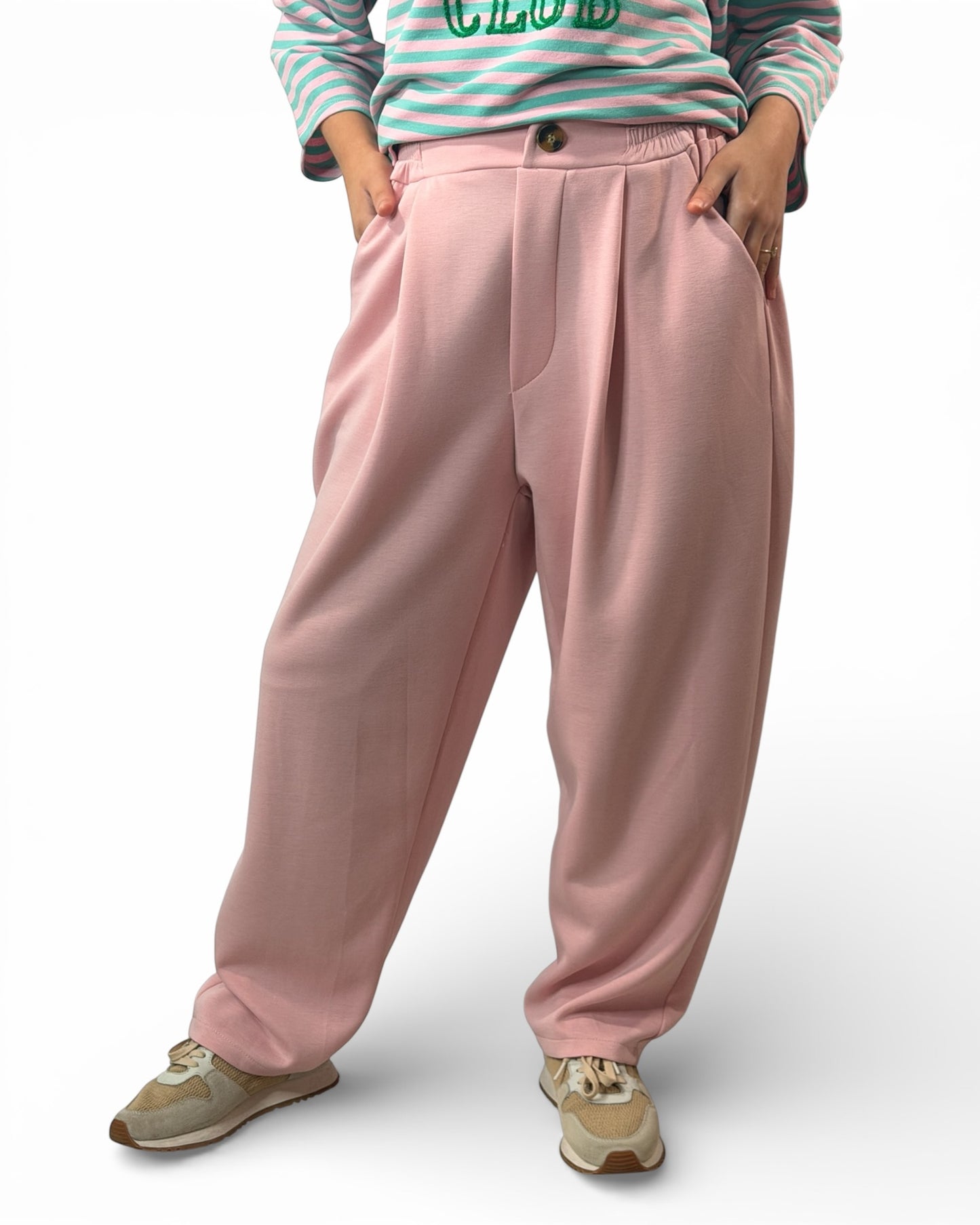FRANCESCO - PANTALON AMPLE FLUIDE ROSE TAILLE 46/48 A 52