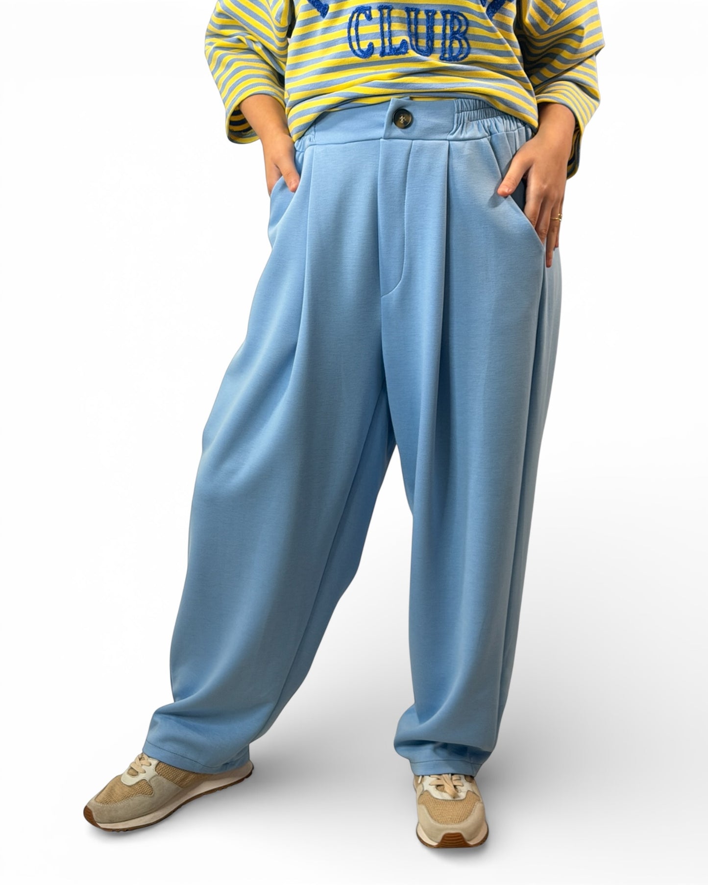 FRANCESCO - PANTALON AMPLE FLUIDE BLEU CIEL TAILLE 46/48 A 52