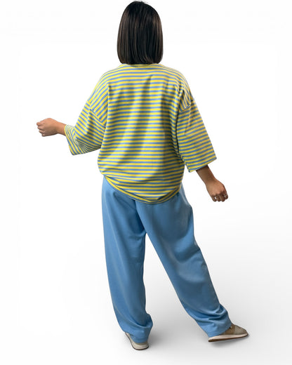 FRANCESCO - PANTALON AMPLE FLUIDE BLEU CIEL TAILLE 46/48 A 52