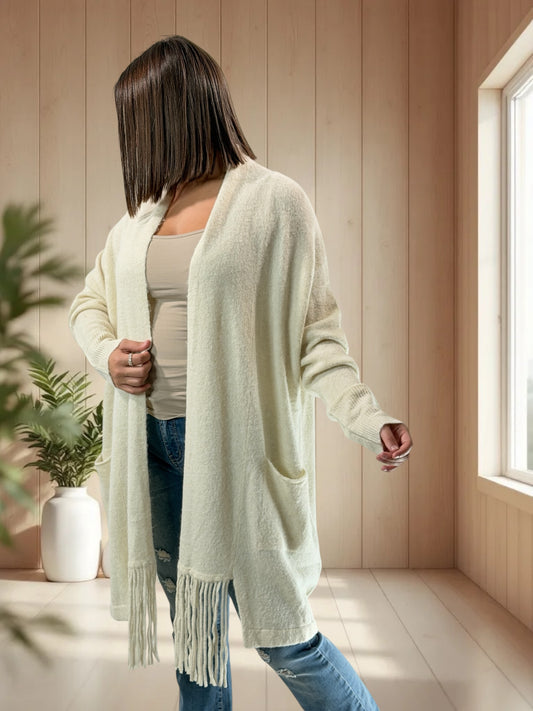 MAGNOLIA - GILET OVERSIZE BLANC CASSE JUSQU'A LA TAILLE 52/54
