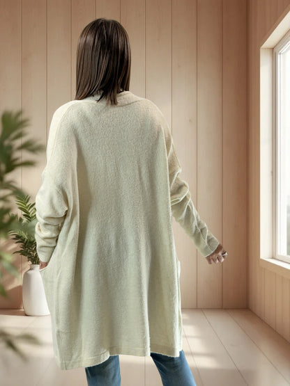 MAGNOLIA - GILET OVERSIZE BLANC CASSE JUSQU'A LA TAILLE 52/54