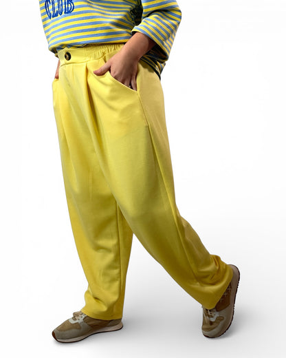 FRANCESCO - PANTALON AMPLE FLUIDE JAUNE TAILLE 46/48 A 52