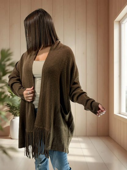 MAGNOLIA - GILET OVERSIZE MARRON JUSQU'A LA TAILLE 52/54