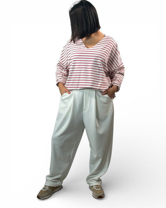 FRANCESCO - PANTALON AMPLE FLUIDE BLANC TAILLE 46/48 A 52