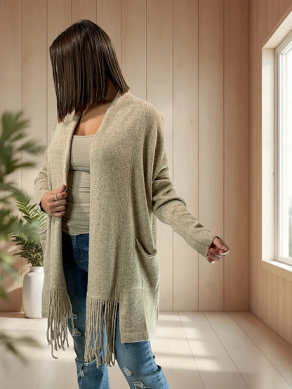 MAGNOLIA - GILET OVERSIZE BEIGE JUSQU'A LA TAILLE 52/54