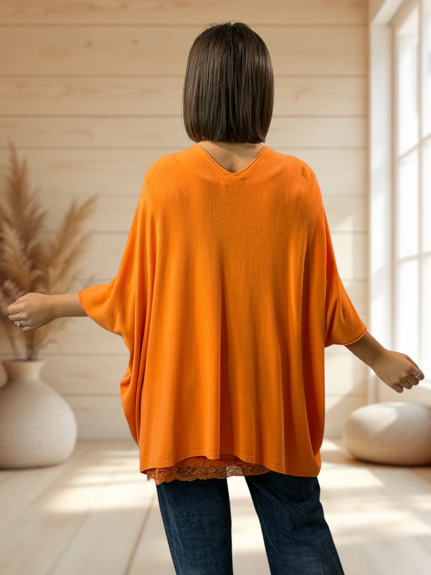 MERINGUE - PULL ORANGE EN MAILLE FLUIDE JUSQU'A LA TAILLE 56/58