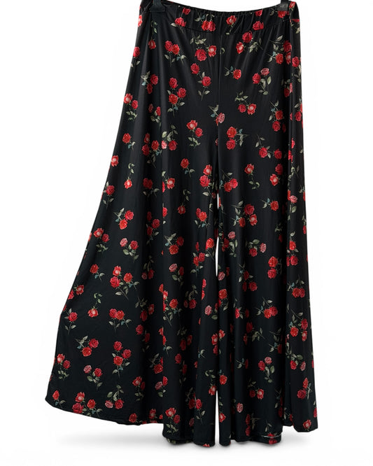 AGATHA - PANTALON PALAZZO NOIR A FLEUR TAILLE 46 A 54