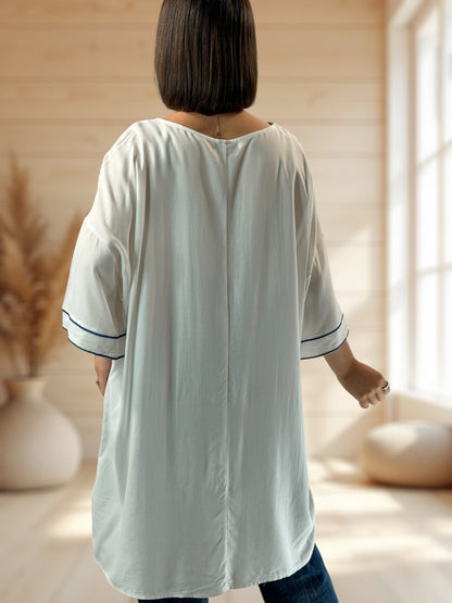 MARIETTA  - TUNIQUE OVERSIZE BRODEE JUSQU'A LA TAILLE 52/54