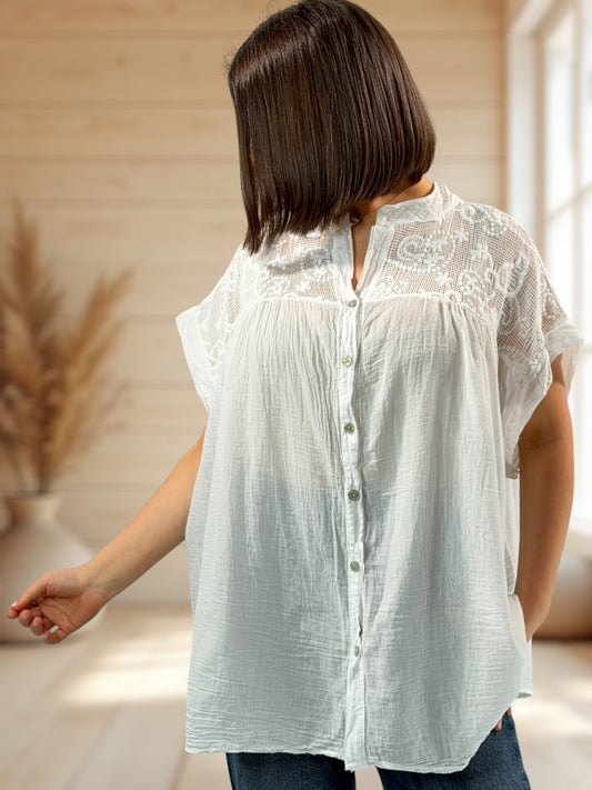 DANITA - BLOUSE BLANCHE EN COTON JUSQU'A LA TAILLE 54