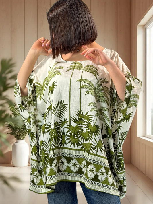 MAGALIE  - TUNIQUE OVERSIZE MOTIF KAKI JUSQU'A LA TAILLE 54