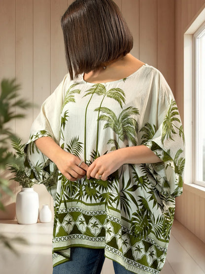 MAGALIE  - TUNIQUE OVERSIZE MOTIF KAKI JUSQU'A LA TAILLE 54