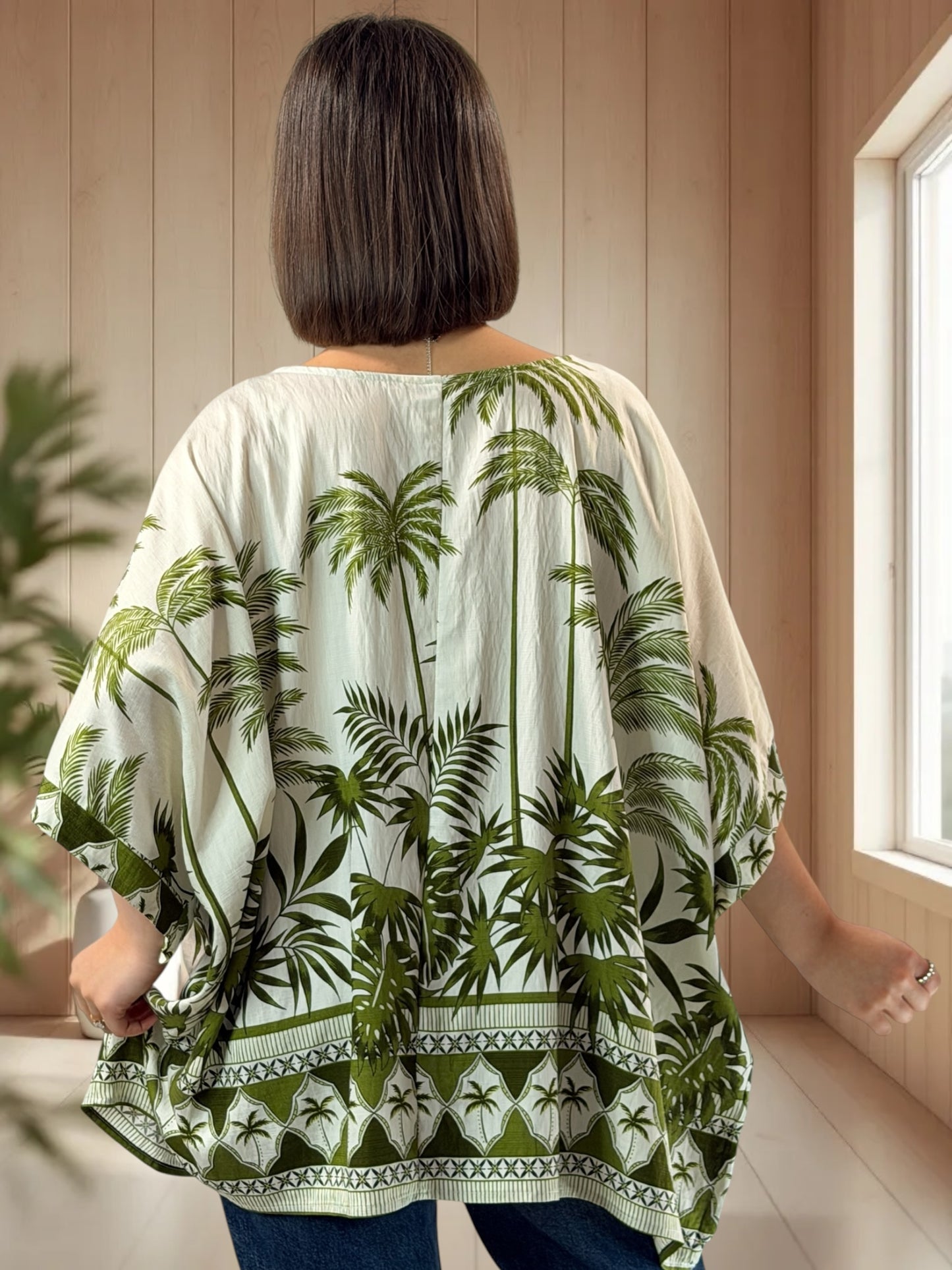 MAGALIE  - TUNIQUE OVERSIZE MOTIF KAKI JUSQU'A LA TAILLE 54