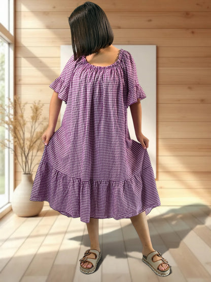 MARGARET - ROBE VICHY CYCLAMEN JUSQU'A LA TAILLE 56