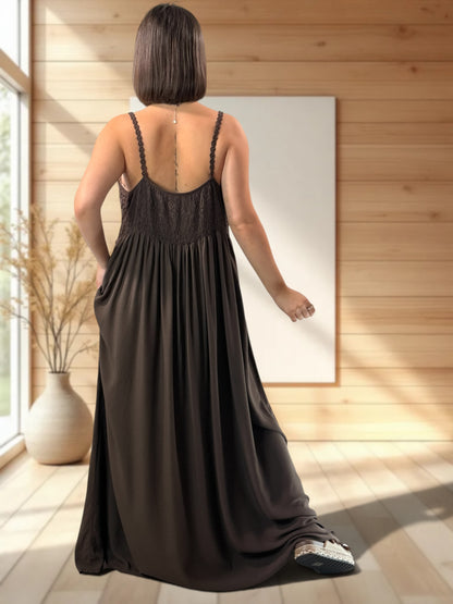 MYKONOS - ROBE MARRON HAUT EN CROCHET JUSQU'A LA TAILLE 52