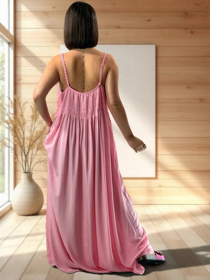 MYKONOS - ROBE ROSE HAUT EN CROCHET JUSQU'A LA TAILLE 52