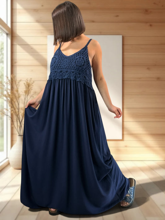 MYKONOS - ROBE MARINE HAUT EN CROCHET JUSQU'A LA TAILLE 52