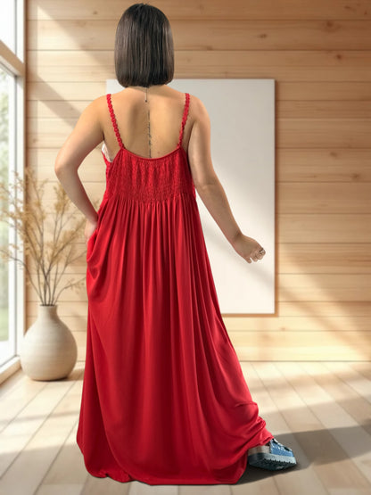 MYKONOS - ROBE ROUGE HAUT EN CROCHET JUSQU'A LA TAILLE 52