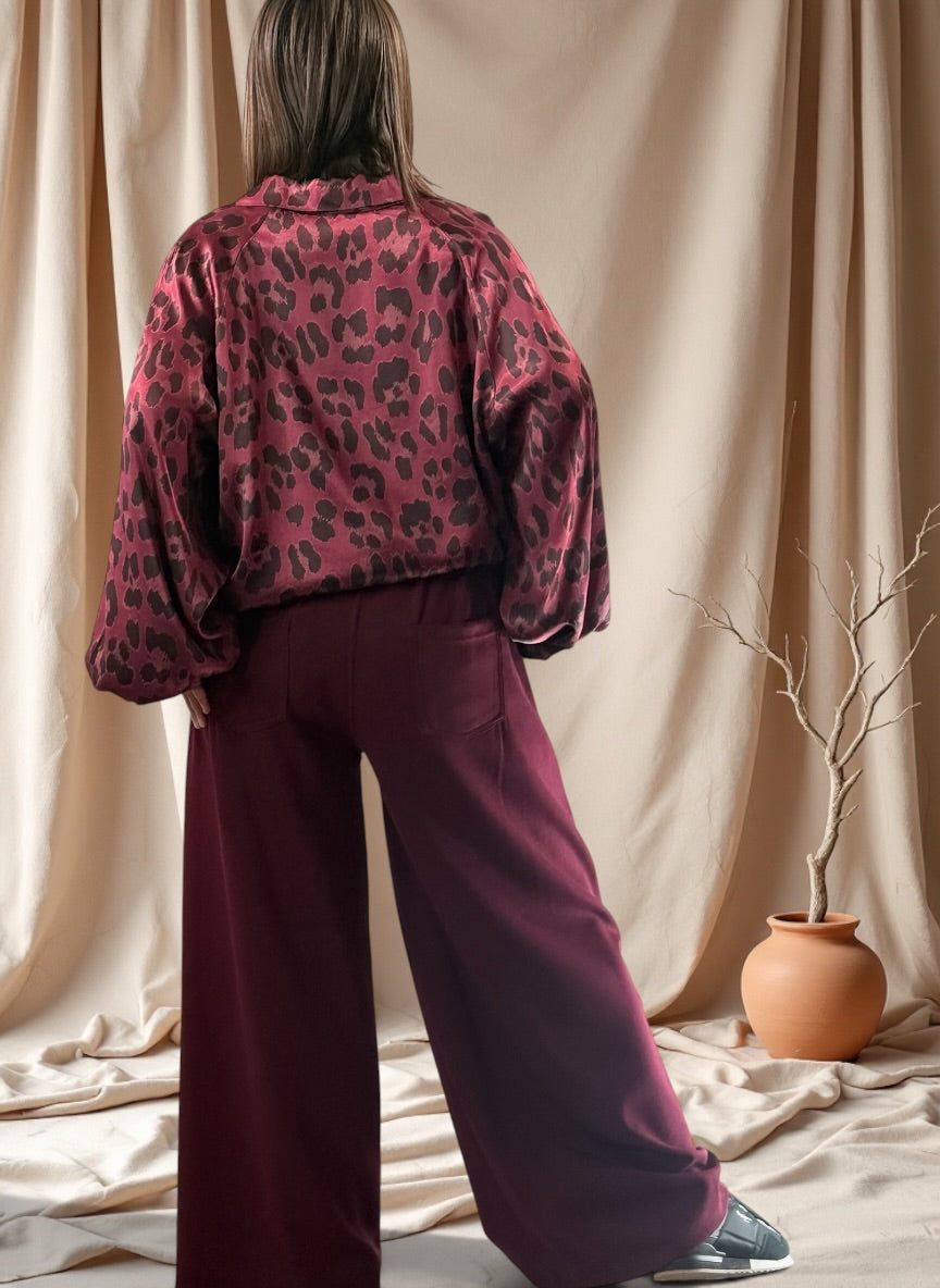 COCO - PANTALON BORDEAUX AVEC BOUTONS TAILLE 46 A 50/52