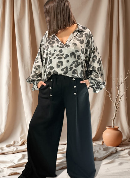 COCO - PANTALON NOIR AVEC BOUTONS TAILLE 46 A 50/52