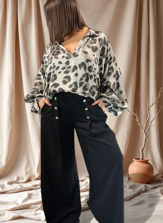 COCO - PANTALON NOIR AVEC BOUTONS TAILLE 46 A 50/52