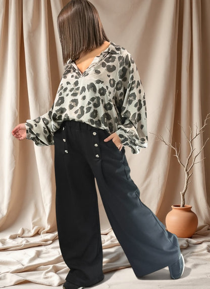 COCO - PANTALON NOIR AVEC BOUTONS TAILLE 46 A 50/52