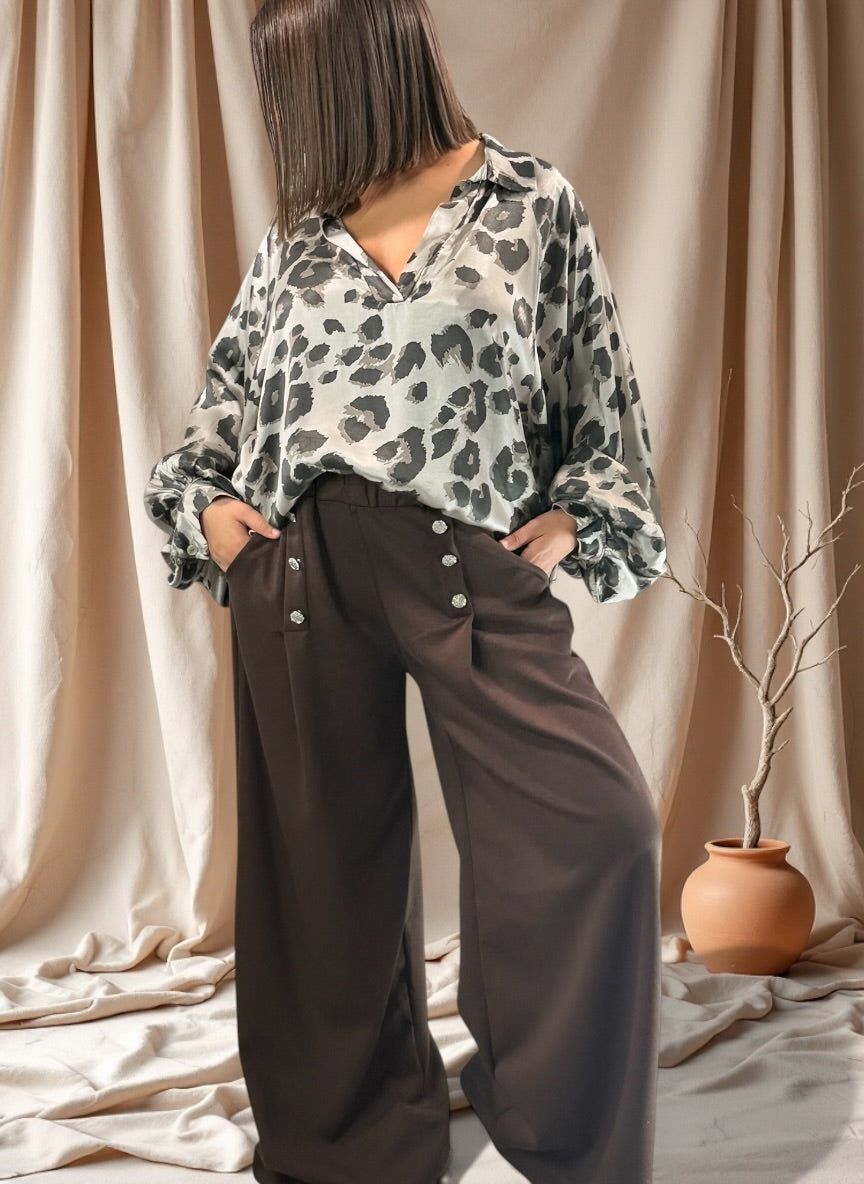 COCO - PANTALON MARRON AVEC BOUTONS TAILLE 46 A 50/52