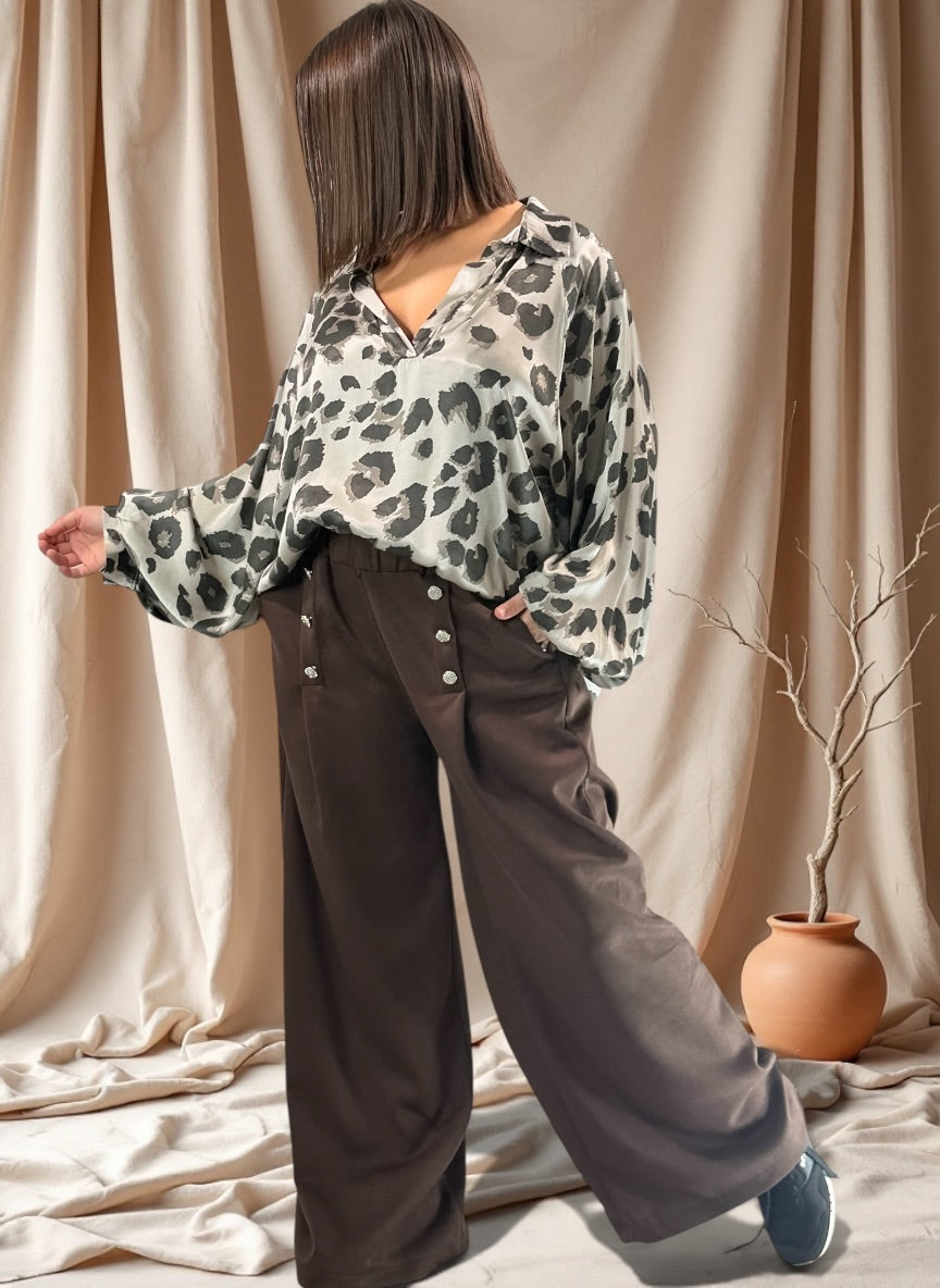 COCO - PANTALON MARRON AVEC BOUTONS TAILLE 46 A 50/52