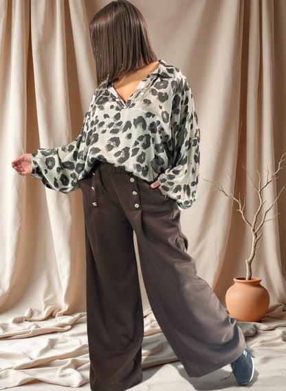 COCO - PANTALON MARRON AVEC BOUTONS TAILLE 46 A 50/52