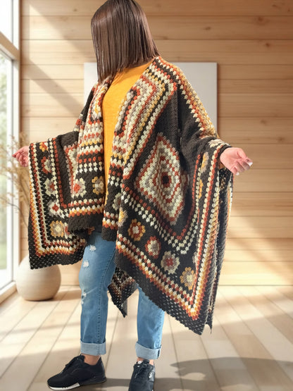 YOCO - CAPE PONCHO EN LAINE BOUILLIE MULTICOLORE
