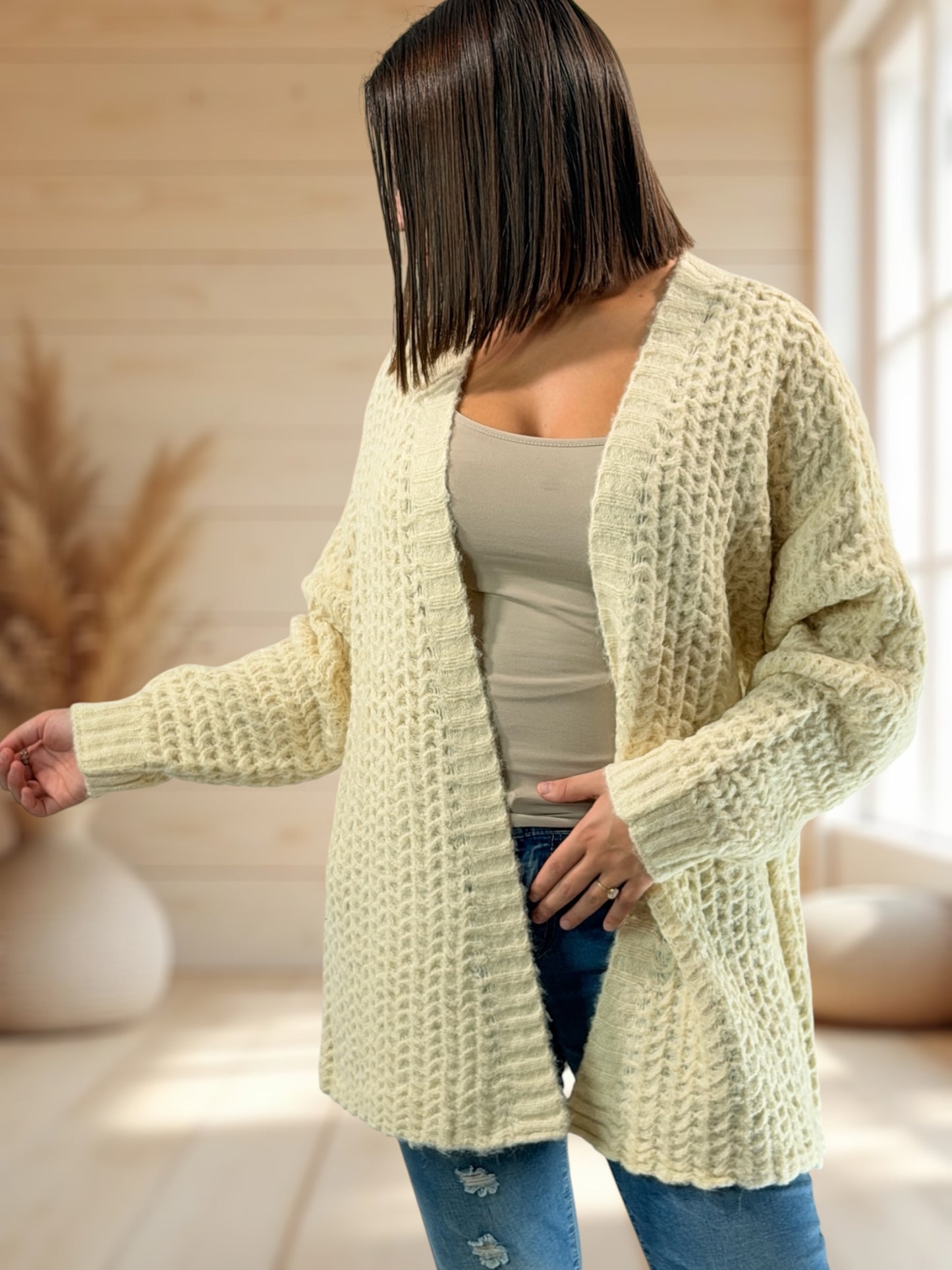 GIULIA - GILET BEIGE JUSQU'A LA TAILLE 50