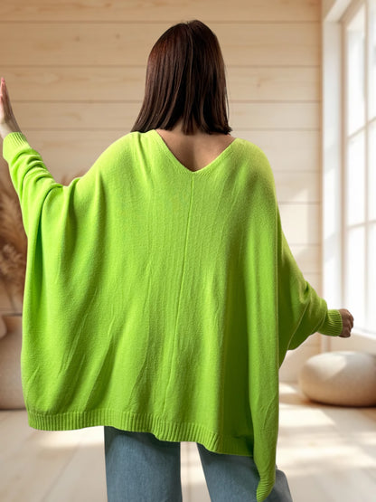 MATHILDE - GILET OVERSIZE VERT JUSQU'A LA TAILLE 56/58