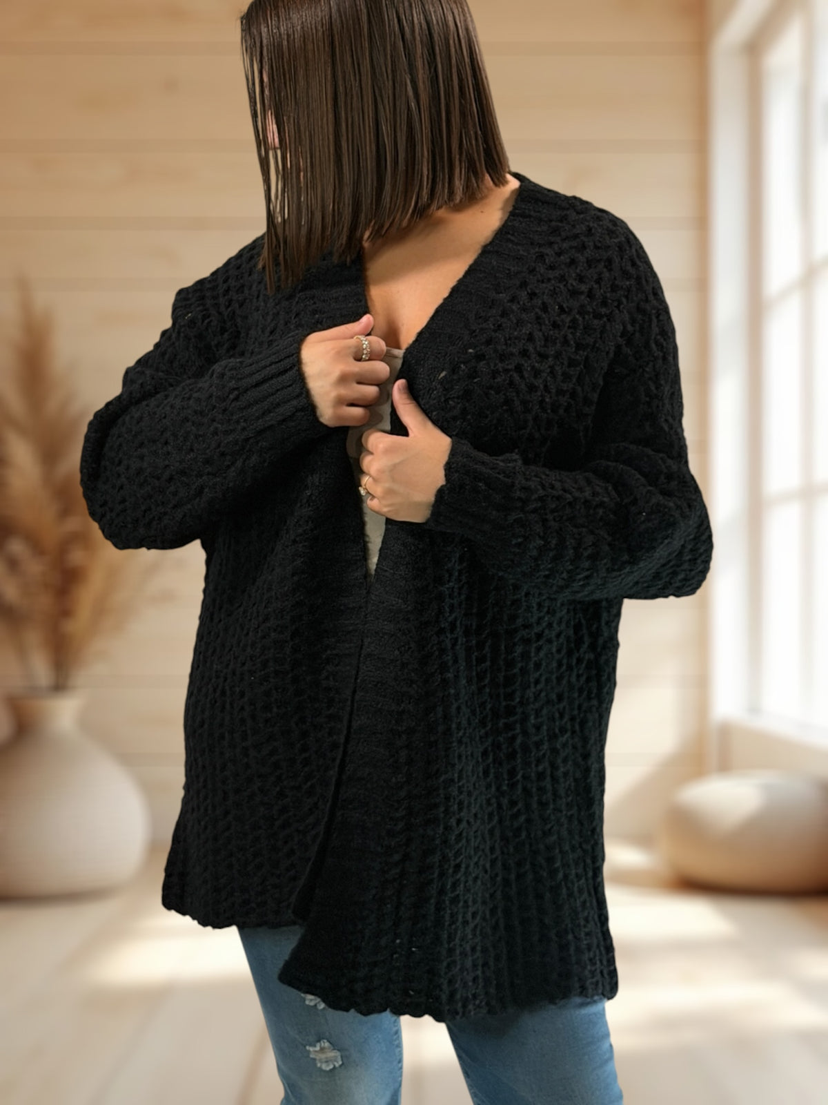 GIULIA - GILET NOIR JUSQU'A LA TAILLE 50