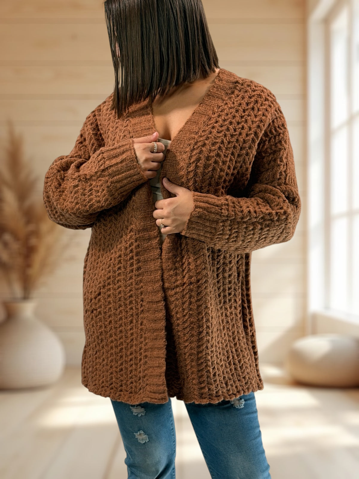 GIULIA - GILET TERRACOTTA JUSQU'A LA TAILLE 50