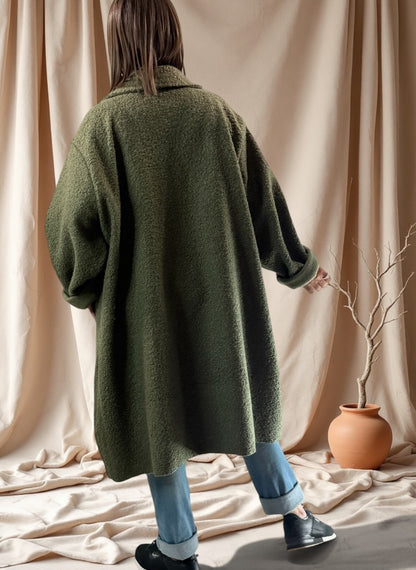 CLARICE - MANTEAU KAKI A BOUCLETTE JUSQU'A LA TAILLE 48/50 A 56
