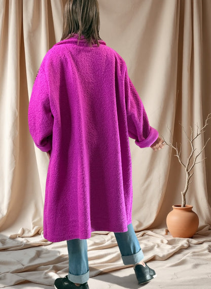 CLARICE - MANTEAU CYCLAMEN A BOUCLETTE JUSQU'A LA TAILLE 48/50 A 56