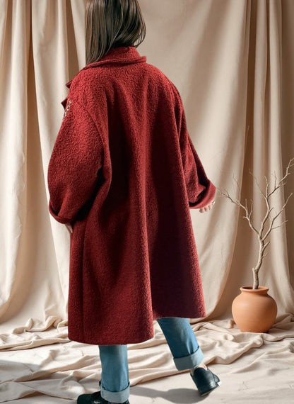 CLARICE - MANTEAU TERRACOTTA A BOUCLETTE JUSQU'A LA TAILLE 48/50 A 56