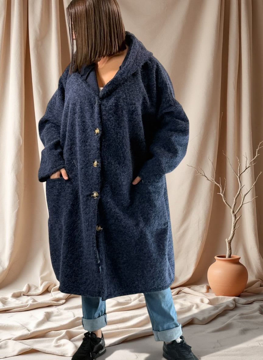 ANGELO - MANTEAU MARINE A CAPUCHE JUSQU'A LA TAILLE 48/50 A 56
