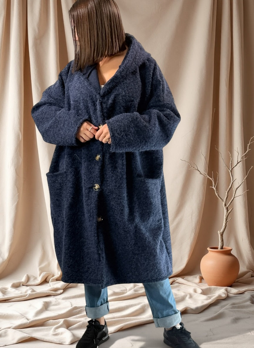 ANGELO - MANTEAU MARINE A CAPUCHE JUSQU'A LA TAILLE 48/50 A 56