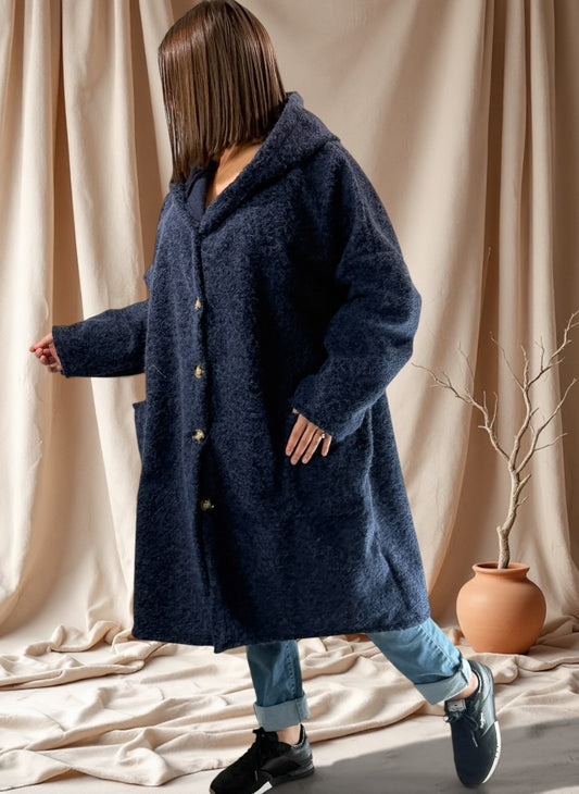 ANGELO - MANTEAU MARINE A CAPUCHE JUSQU'A LA TAILLE 48/50 A 56