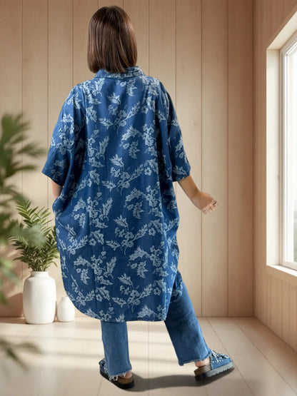 ARIANE - TUNIQUE OVERSIZE MOTIF FLEUR JUSQU'A LA TAILLE 58