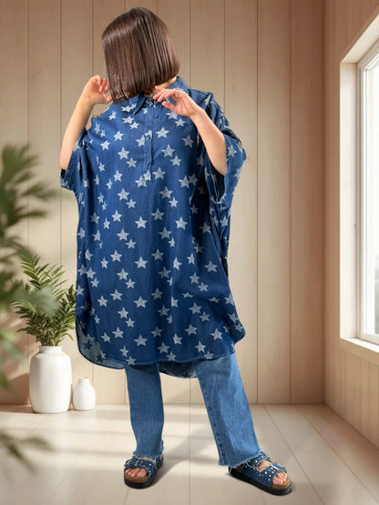 ARIANE - TUNIQUE OVERSIZE MOTIF ETOILE JUSQU'A LA TAILLE 58