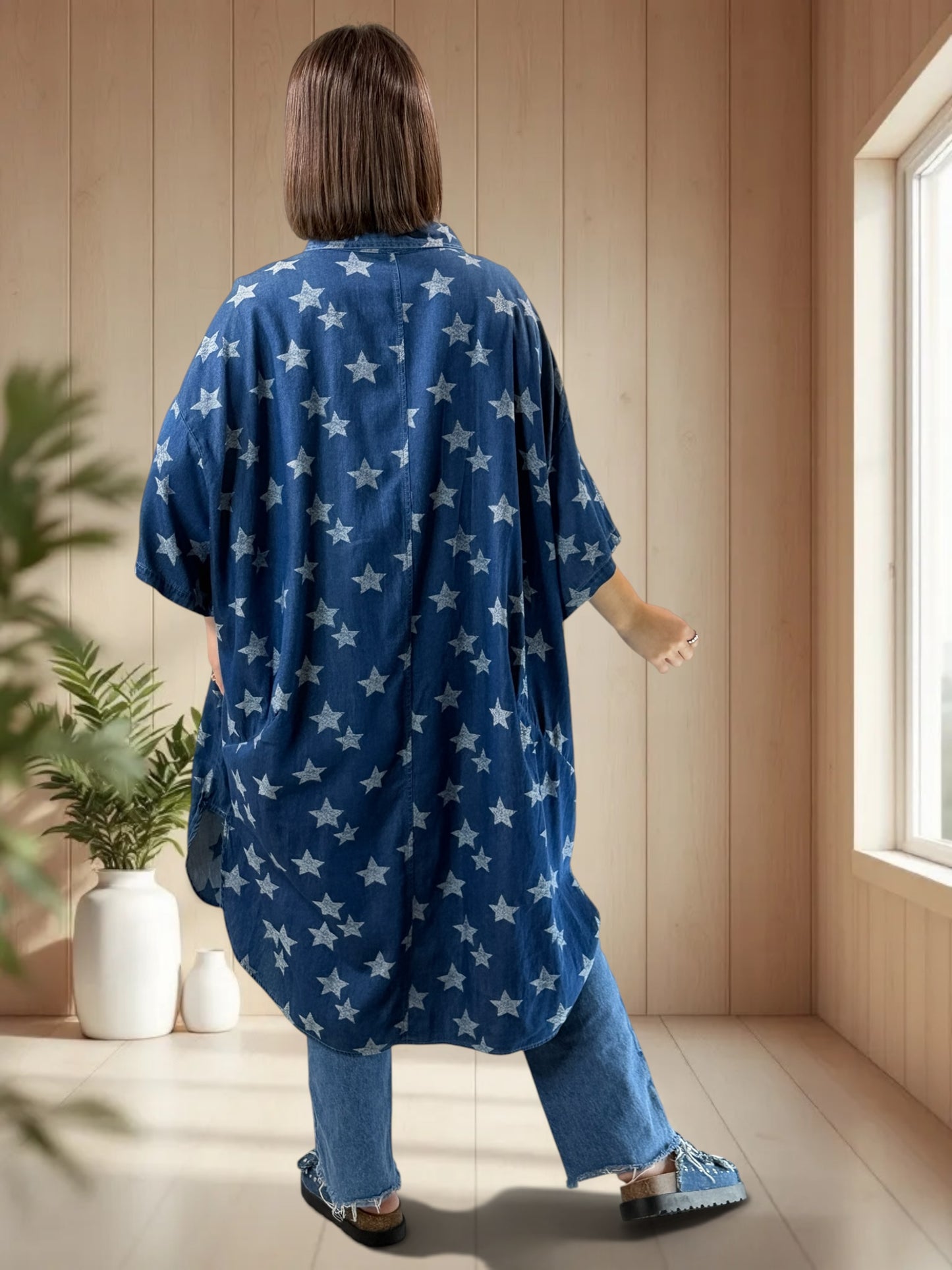 ARIANE - TUNIQUE OVERSIZE MOTIF ETOILE JUSQU'A LA TAILLE 58