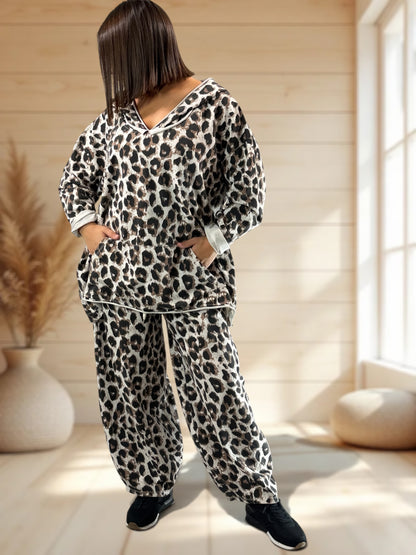 DAMIEN - SWEAT A CAPUCHE LEOPARD JUSQU'A LA TAILLE 56