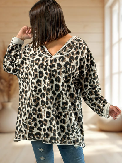 DAMIEN - SWEAT A CAPUCHE LEOPARD JUSQU'A LA TAILLE 56