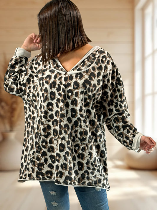 DAMIEN - SWEAT A CAPUCHE LEOPARD JUSQU'A LA TAILLE 56