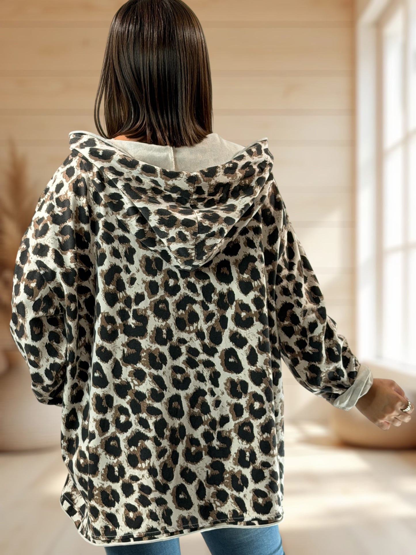 DAMIEN - SWEAT A CAPUCHE LEOPARD JUSQU'A LA TAILLE 56
