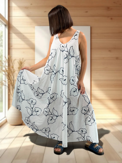 CANDICE - ROBE AMPLE BRODEE JUSQU'A LA TAILLE 52